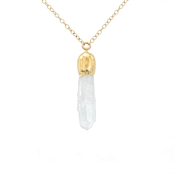Raw Quartz Crystal Spike Pendant Necklace*Unique* Unisex*Gift Idea*Nadean Designs*14k gold filled precious metal