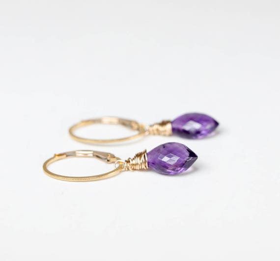 Purple Amethyst Gemstone Earrings