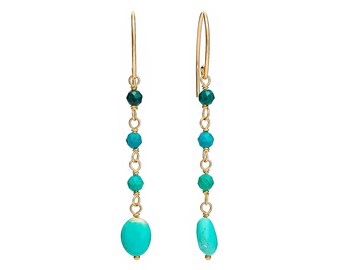 Turquoise Chrysoprase Earrings*Gold*Genuine Sleeping Beauty Turquoise Earrings*Nadean Designs*Summer Fashion Beach Gift Idea
