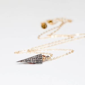 Diamond Arrow NecklaceGeometricGift Idea for Her MinimalistMixed MetalPave Edgy Arrow PendantLayering Necklace Holiday Christmas image 6