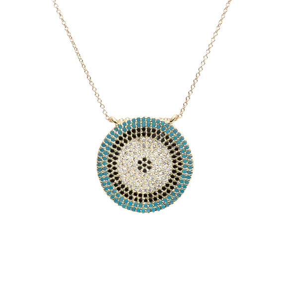 Large Evil Eye Bullseye Pendant Necklace