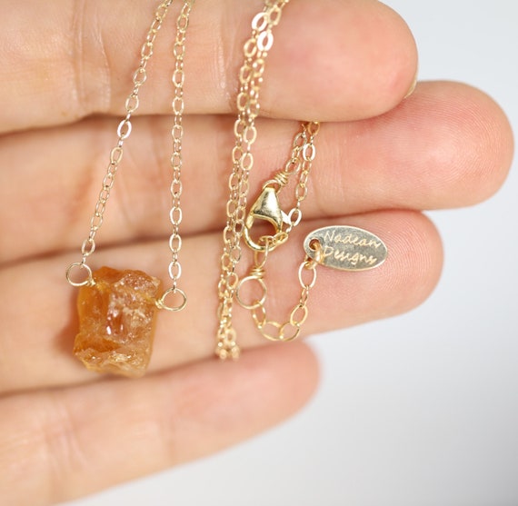 Raw Citrine Pendant Necklace