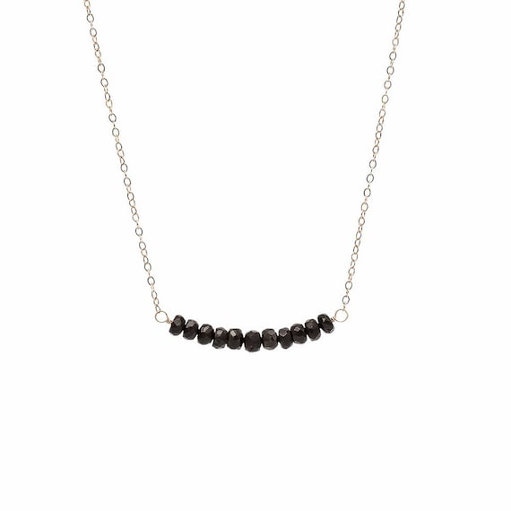 Genuine Black Tourmaline Gemstone Bar Necklace