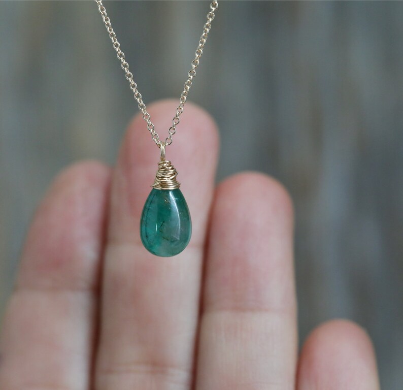 14k Gold Genuine Emerald Necklace 4.5 carat Genuine | Etsy