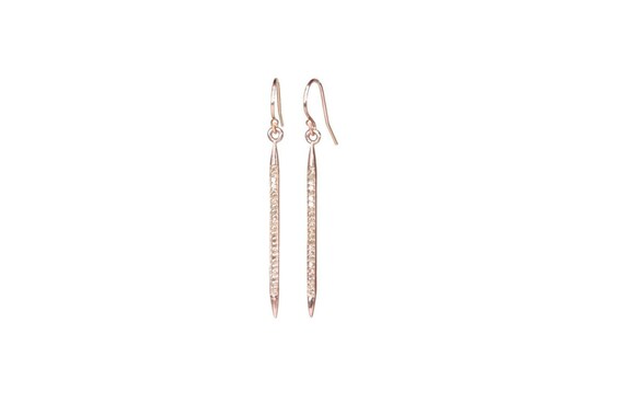 Pave Diamond Rose Gold Earrings*1.8"