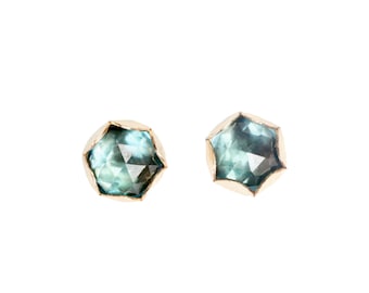 London Blue Topaz Gemstone Stud Earring*14k Gold Filled*November Birthstone*Bezel Set 7mm Stud Earring*Gift Idea for Her Women's Jewelry
