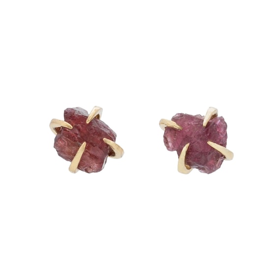 Raw Garnet Prong Stud Earrings*Healing Crystal*January Birthstone*Graduation* Valentine's*Mothers Day