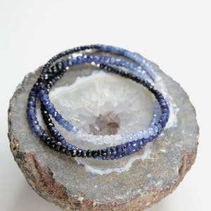 Ombre Blue Gemstone Sapphire Wrap BraceletSterling Silver3 Strand BraceletSeptember Birthstone Birthday Gift IdeaAnniversaryChristmas image 6