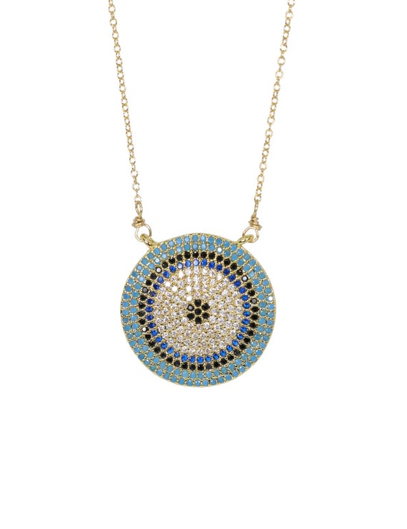 Large Evil Eye Bullseye Pendant Necklace