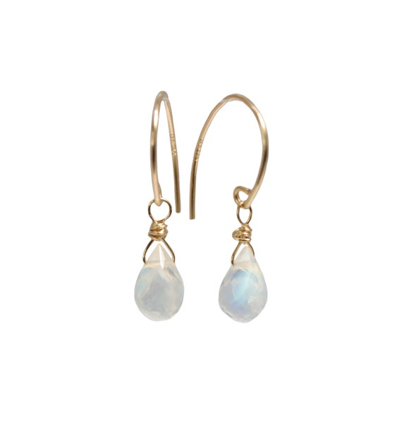 Rainbow Moonstone Gemstone Teardrop Earrings*June Birthstone Birthday Gift Idea- 14k gold filled- Unique gift idea