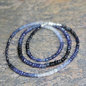 Ombre Blue Gemstone Sapphire Wrap BraceletSterling Silver3 Strand BraceletSeptember Birthstone Birthday Gift IdeaAnniversaryChristmas image 8