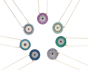 Large Evil Eye Bullseye Pendant Necklace*Protection Spiritual Third Eye* Nadean Designs*Unique Gift Idea