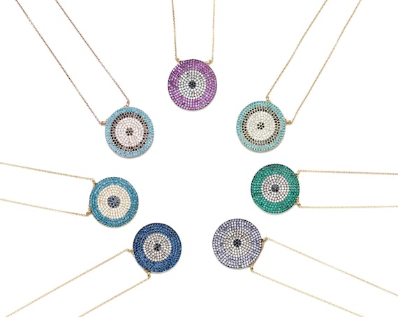 Large Evil Eye Bullseye Pendant Necklace