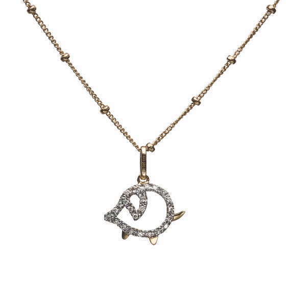 Pave Diamond Pig Lover Pendant Necklace