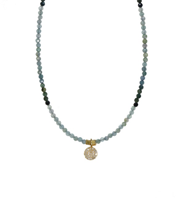 Blue Paraiba Tourmaline and Diamond Necklace