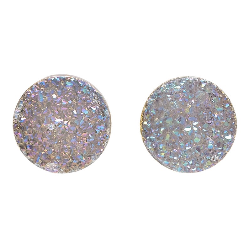 Genuine Druzy Quartz Gemstone Stud EarringsNatural Druzy QuartzDruzy Color Choices8mmJewelry Gift IdeaBack to SchoolHoliday image 1