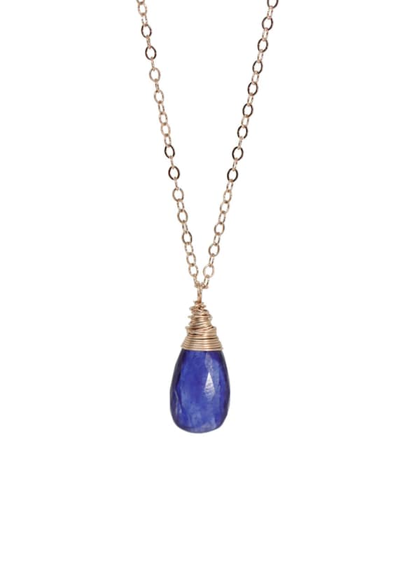 Blue Sapphire Drop Necklace*Metal Choices