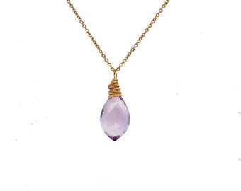 Light Amethyst Gemstone Pendant Necklace*Purple Gemstone*February Birthstone Birthday*Genuine Amethyst Gemstone*Valentine's*Unique Gift