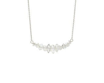 Herkimer Diamond Necklace Quartz Crystal Diamond Bar Necklace*Metal Options*April Birthstone*Date*Anniversary*Valentine's*Nadean Designs