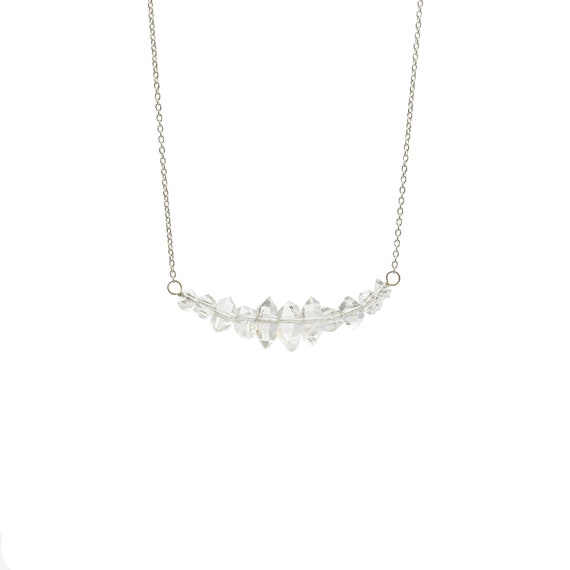 Herkimer Diamond Necklace Quartz Crystal Diamond Bar Necklace*Metal Options
