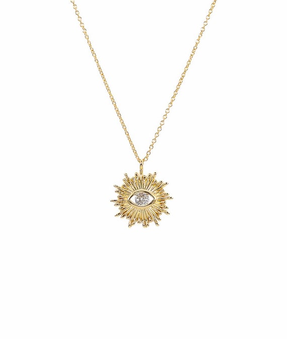 Sun Evil Eye Charm Pendant Necklace