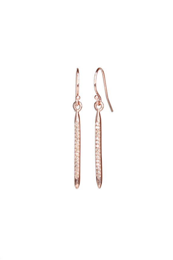 Small Pave Diamond Rose Gold Spike Earrings