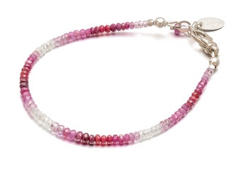 Pulsera de rubíes * Plata de ley 925 * Sombreado ombré * Genuino * Piedra natal de julio