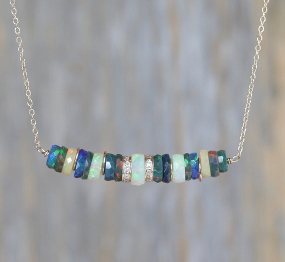 Opal Gemstone Gemstone Bar Necklace