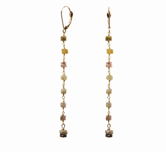 18K Gold Raw Diamond Earrings