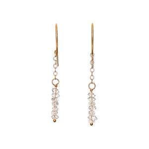 Herkimer Diamond Threader Earrings*Long Thin Drop Dangle*14k Gold Filled*Stack Earrings*Gift Idea*Summer* Nadean Designs