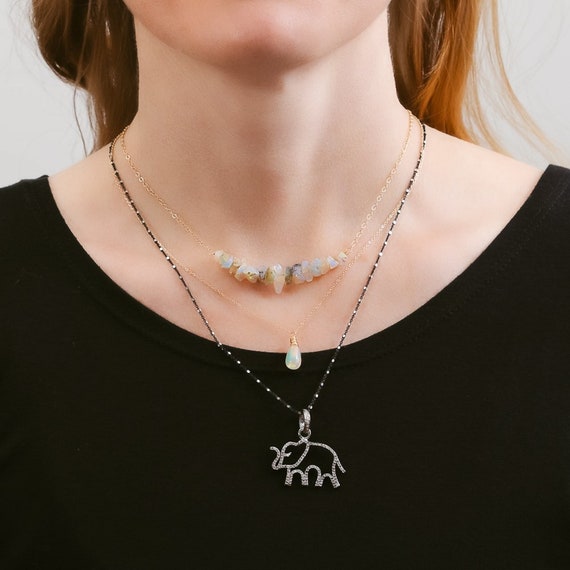 Pave Diamond Elephant Pendant Necklace