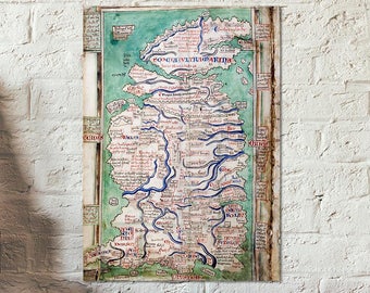 Medieval map of britain - Old Vintage map of Great Britain from ca. 1250 - old England - Scotia