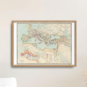 Oude kaart van het Romeinse Rijk - Replica Imperium Romanum - Historische kaart van het oude Rome - Europese kaart in antieke stijl (1889) - Vintage kaarten