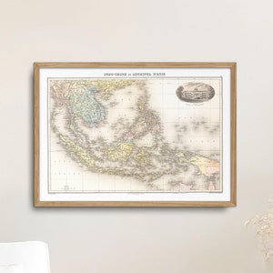 Atemberaubende Vintage Karte von Südostasien & Indonesische Inseln - Elegante Wandkunst - Philippinen, Sumatra, Borneo - 1892 französische Kartographie