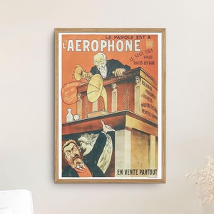 Replik eines französischen Aérophone-Werbeplakats - Vintage Grammophone Phonograph Art - Émile Zola Poster - Anfang der 1900er Jahre