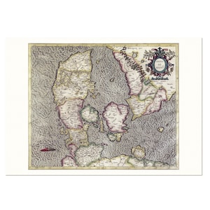 Daniae regnv - Landkarte von Dänemark - kort over Danmark - Reproduktion der alten Hondius / Mercator-Karte von Dänemark, Skandinavien - Alte Vintage-Karte