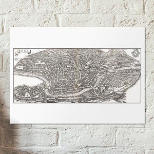 Mapa antiguo de Roma de 1641 - Mapa romano SPQR - Mapa antiguo de Roma - Mapa de pared de estilo vintage - Mapa de la ciudad con vista de pájaro - Roma vintage