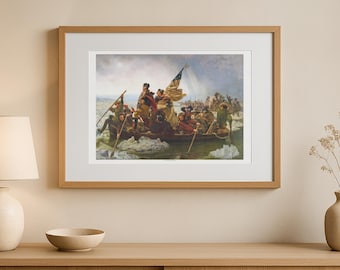 George Washingtons korsning av Delawarefloden under amerikanska frihetskriget 1776 - exklusiv reproduktion av konsttryck
