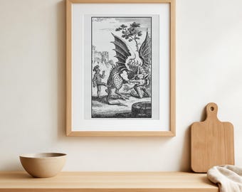 Dragon of Wantley Print – 1770 Opera Frontispiece Illustration
