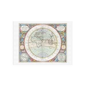 Map of the Old World with climate and meridians - Beautiful vintage map replica, org. from 1661, by Andreas Cellarius