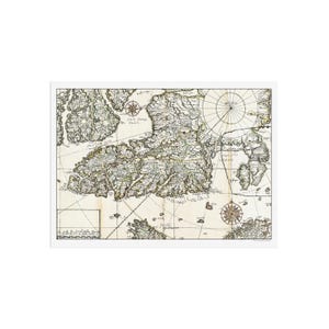 Wunderschöne Replik einer alten Grönland-Karte um 1650 - Antike Landkarte - Restauriert - Alte Karten und Drucke - Vintage Landkarte von Grönland