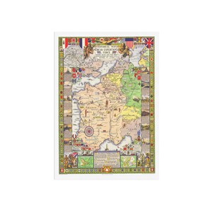 American Expeditionary Force in Europe - WWI Historical Map - Great War I - First World War - Old map of Europe - US Army war map