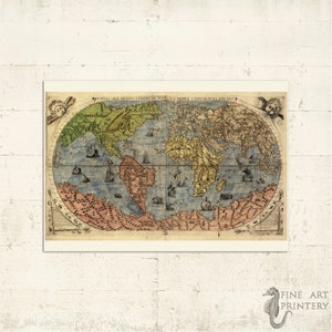 Mittelalterliche Weltkarte - Renaissance-Weltkarte - Replik von alter Landkarte - Universale descrittione di tutta la terra