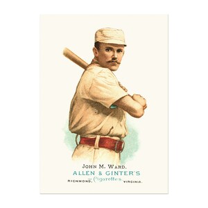 Poster met John M Ward, New York Giants, gemaakt van een portret van een honkbalkaart uit 1887 - American Trade Cards - USA Sports Trading Cards