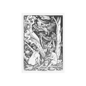 Gicléeposter heksensabbat - 1510 Hans Baldung Grien houtsnede illustratie - heidense kunst, hekserijrituelen, esoterisch, occult decor