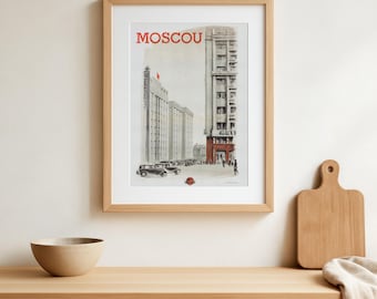 Vintage Moscow travel poster - Russian tourism advertising for Moscou