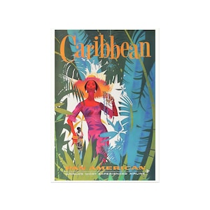 Póster de viaje vintage al Caribe - Pósteres de viajes de Pan Am - Pósteres retro de viajes y turismo - Caribe