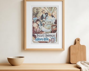 Plakat secesyjny Alfonsa Muchy | Vintage Biscuits Champagne LU Print | Francuska sztuka ścienna