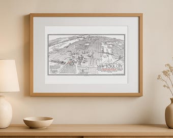 Vintage New York City Map Print – 1931 Bird's-Eye View