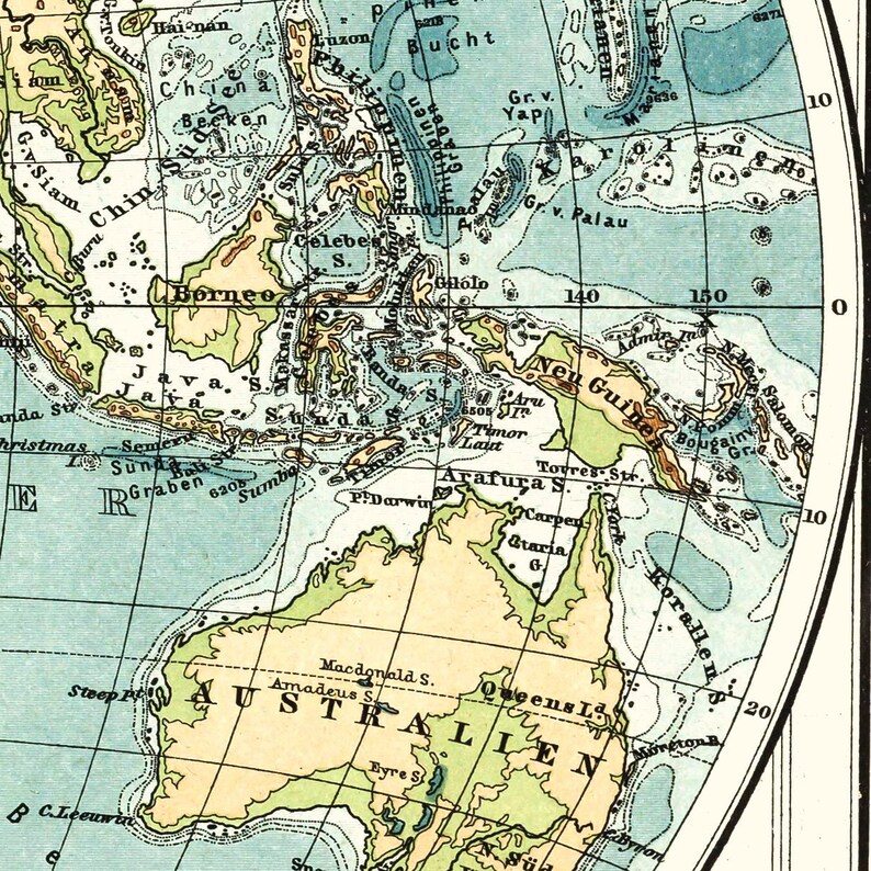 Double hemisphere worldmap old map of the world with insets Etsy